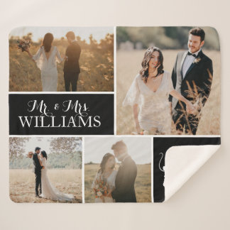 Mickey & Minnie Mr. & Mrs. Wedding Photo Collage Sherpa Blanket