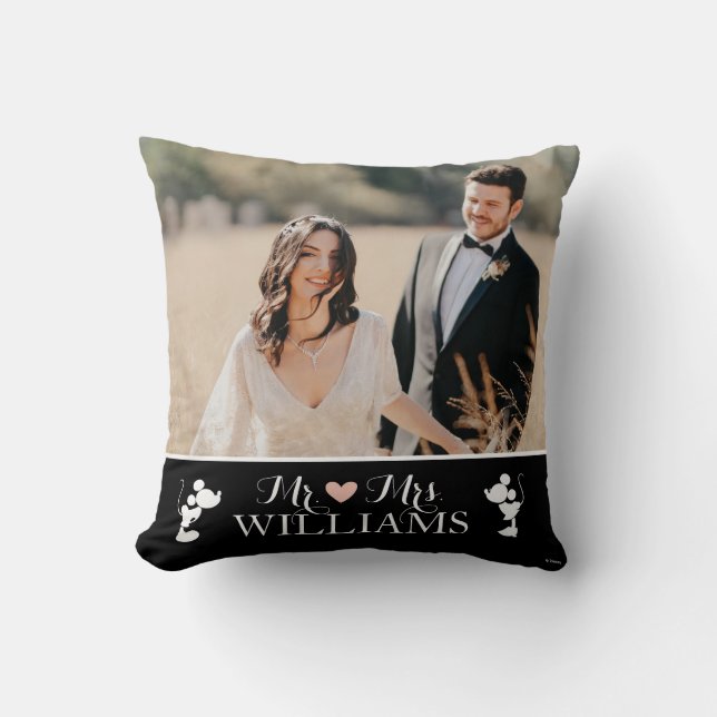 Mickey &  Minnie Mr. & Mrs. Wedding Photo Throw Pillow (Front)