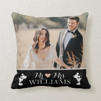 Mickey &  Minnie Mr. & Mrs. Wedding Photo Throw Pillow