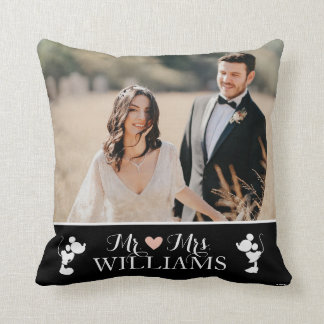 Mickey &  Minnie Mr. & Mrs. Wedding Photo Throw Pillow