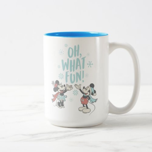Mickey  Minnie  Oh What Fun Two_Tone Coffee Mug