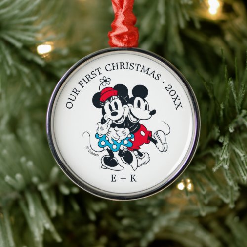 Mickey  Minnie  Our First Christmas _ Wedding Metal Ornament