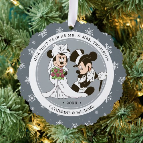 Mickey  Minnie  Our First Year As Mr  Mrs Ornament Card