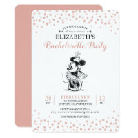 Mickey & Minnie | Pink Confetti Bachelorette Party Invitation