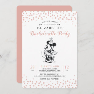 Mickey & Minnie   Pink Confetti Bachelorette Party Invitation