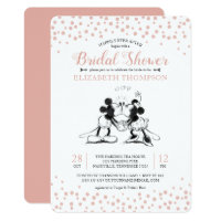 Mickey & Minnie | Pink Confetti Bridal Shower Invitation