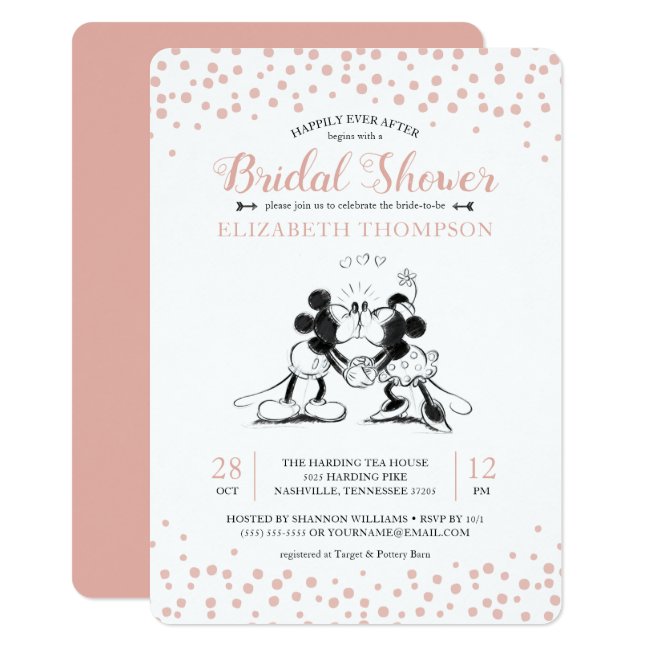 Mickey & Minnie | Pink Confetti Bridal Shower Invitation