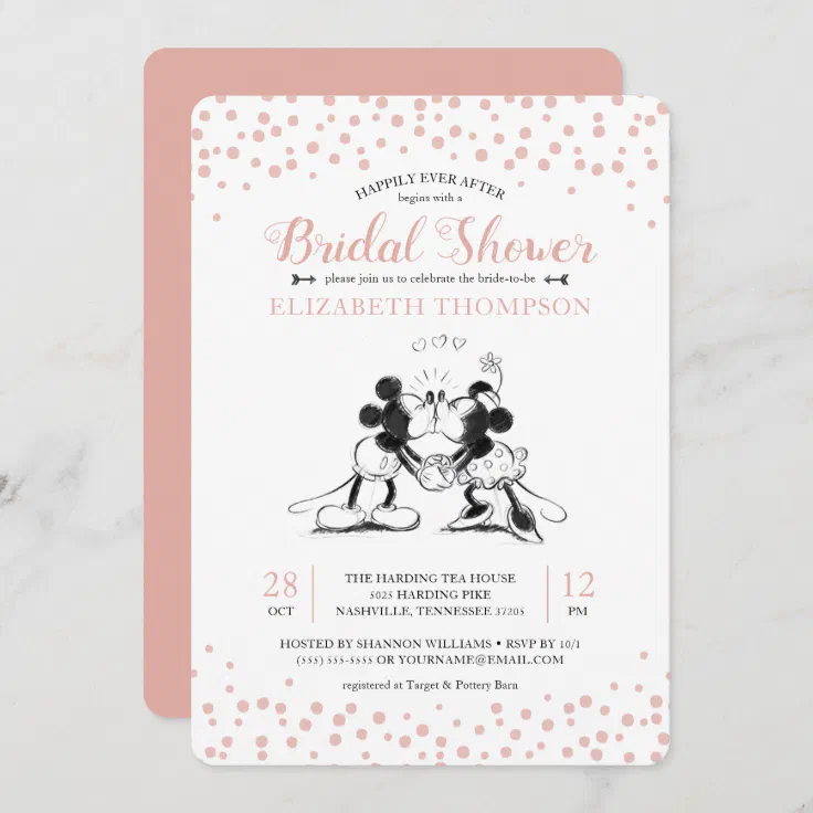 50 Personalized Custom Disney Mickey and Minnie Wedding Invitations Set 
