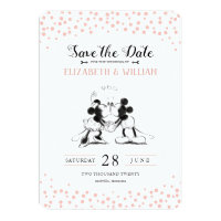 Mickey & Minnie | Pink Confetti Save the Date Invitation