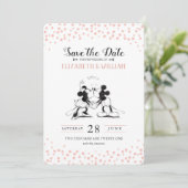 Mickey & Minnie | Pink Confetti Save the Date Invitation (Standing Front)