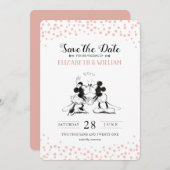 Mickey & Minnie | Pink Confetti Save the Date Invitation (Front/Back)