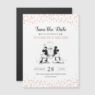Mickey & Minnie   Pink Confetti Save the Date Magnetic Invitation