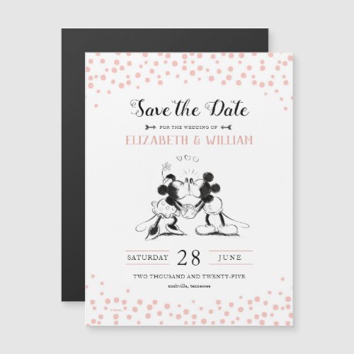 Mickey  Minnie  Pink Confetti Save the Date Magnetic Invitation