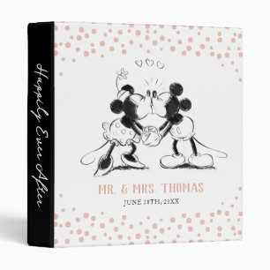 Mickey & Minnie   Pink Confetti Wedding 3 Ring Binder