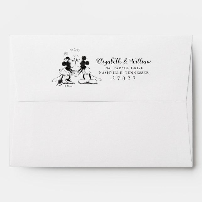 Mickey & Minnie | Pink Confetti Wedding Envelope (Back (Top Flap))