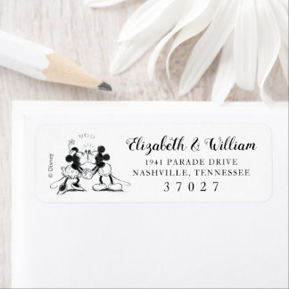 Mickey & Minnie Pink Confetti Wedding Label