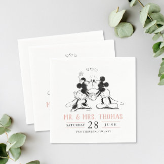 Mickey & Minnie | Pink Confetti Wedding Napkins