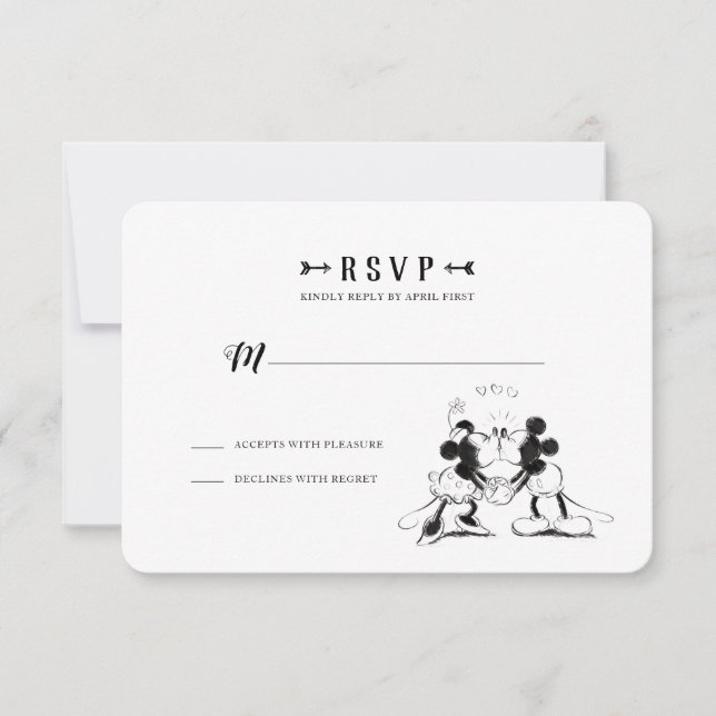 Mickey & Minnie | Pink Confetti Wedding - RSVP Card (Front)