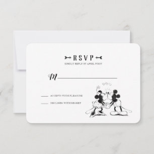 Mickey & Minnie   Pink Confetti Wedding - RSVP Card