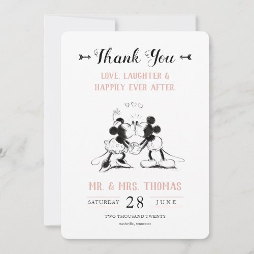 Mickey  Minnie  Pink Confetti Wedding Thank You