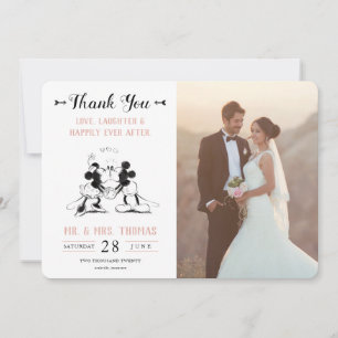 Mickey & Minnie   Pink Wedding Thank You - Photo Card