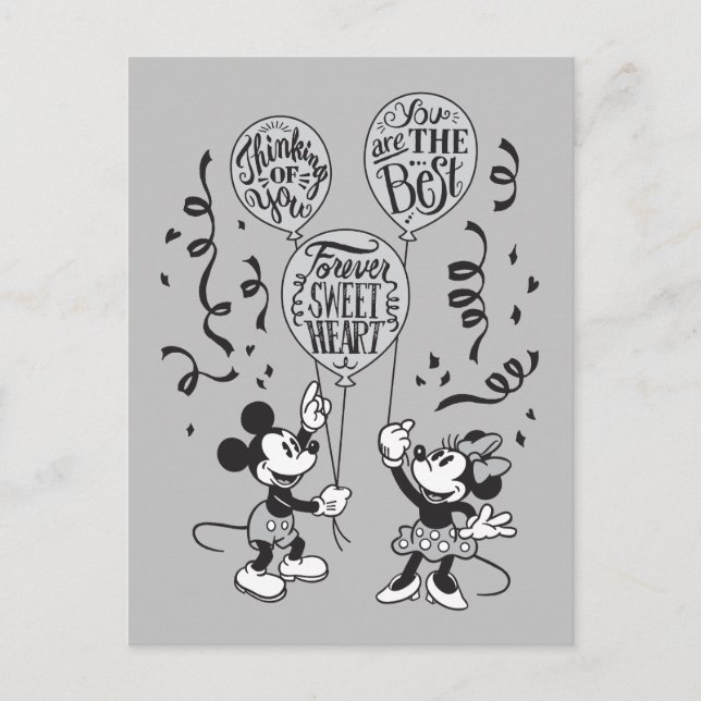 Mickey & Minnie Retro - Thinking of You Postcard (Front)