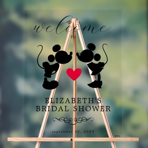 Mickey  Minnie Silhouette Bridal Shower Welcome Acrylic Sign