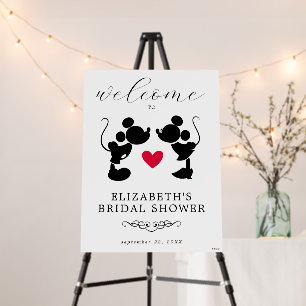 Mickey & Minnie Silhouette Bridal Shower Welcome Foam Board