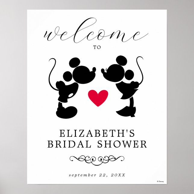 Mickey & Minnie Silhouette Bridal Shower Welcome Poster (Front)