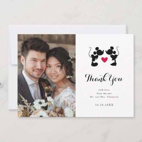 Mickey  Minnie Silhouette Wedding Thank You Card