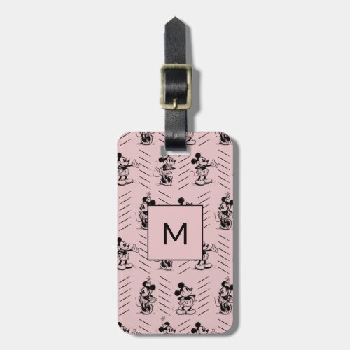 Mickey  Minnie  Sketch Pattern _ Monogram Luggage Tag