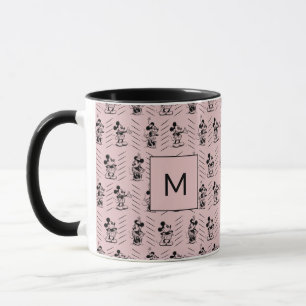 Mickey & Minnie   Sketch Pattern - Monogram Mug