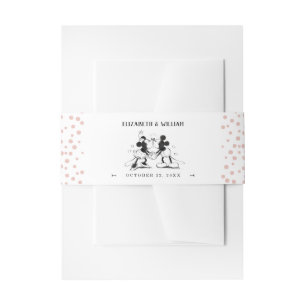 Mickey & Minnie Sketch Pink Confetti Wedding Invitation Belly Band
