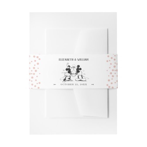 Mickey & Minnie Sketch | Pink Confetti Wedding Invitation Belly Band