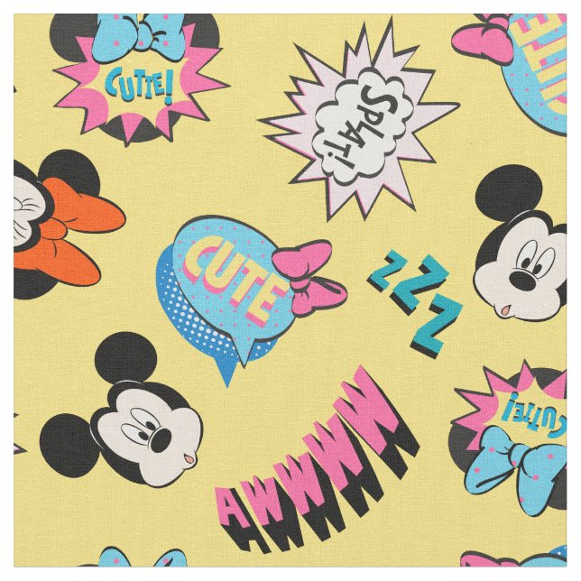 Mickey & Minnie | Super Hero Pop Pattern Fabric (Close Up)