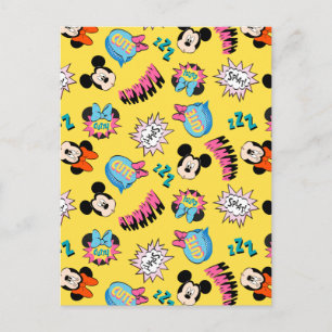 Mickey & Minnie Super Hero Pop Pattern Postcard