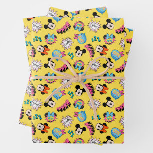 Mickey & Minnie   Super Hero Pop Pattern Wrapping Paper Sheets