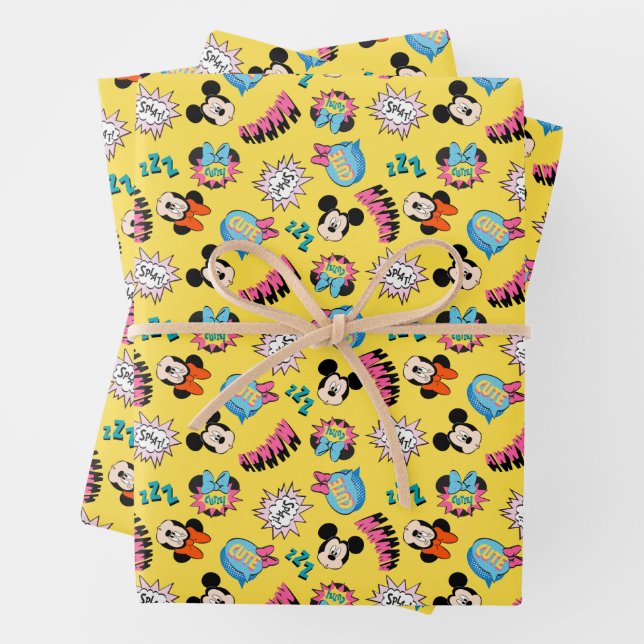 Mickey & Minnie | Super Hero Pop Pattern Wrapping Paper Sheets (In situ)