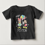 Mickey & Minnie | Time to Party Baby T-Shirt<br><div class="desc">Personalize this cute Mickey & Minnie colorful Birthday shirt with your child's name and age.</div>