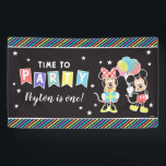 Mickey & Minnie | Time to Party Banner<br><div class="desc">Customize this super cute Mickey and Minnie and striped Birthday banner with your child's name and age.</div>