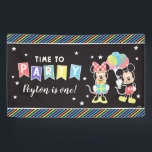 Mickey & Minnie | Time to Party Banner<br><div class="desc">Customize this super cute Mickey and Minnie and striped Birthday banner with your child's name and age.</div>