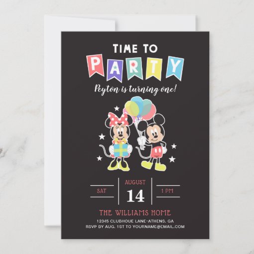 Mickey & Minnie | Time to Party Invitation | Zazzle