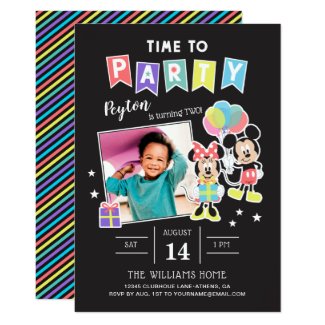 Mickey & Minnie | Time to Party - Photo Invitation