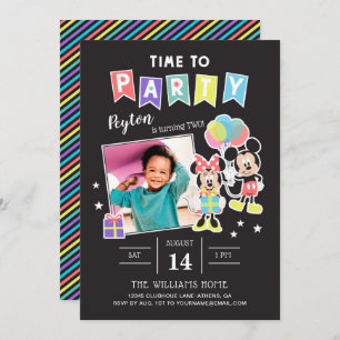 Mickey & Minnie   Time to Party - Photo Invitation