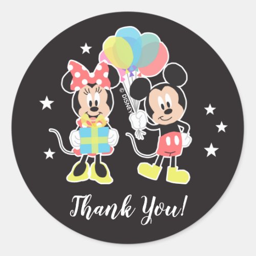 Mickey  Minnie  Time to Party Thank You Classic Round Sticker
