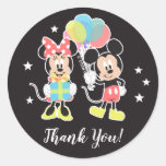 Mickey &amp; Minnie | Time to Party Thank You Classic Round Sticker