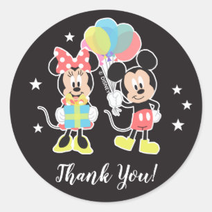 Mickey & Minnie   Time to Party Thank You Classic Round Sticker