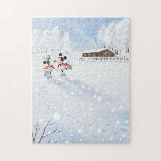 Mickey & Minnie Trail in the Snow Jigsaw Puzzle