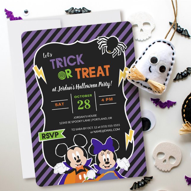 Mickey & Minnie | Trick or Treat - Halloween Party Invitation (Invitation on table)