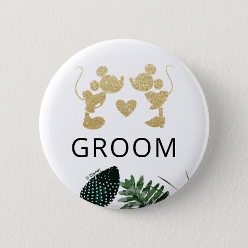 Mickey  Minnie  Tropical Faux Gold Bridal Shower Button